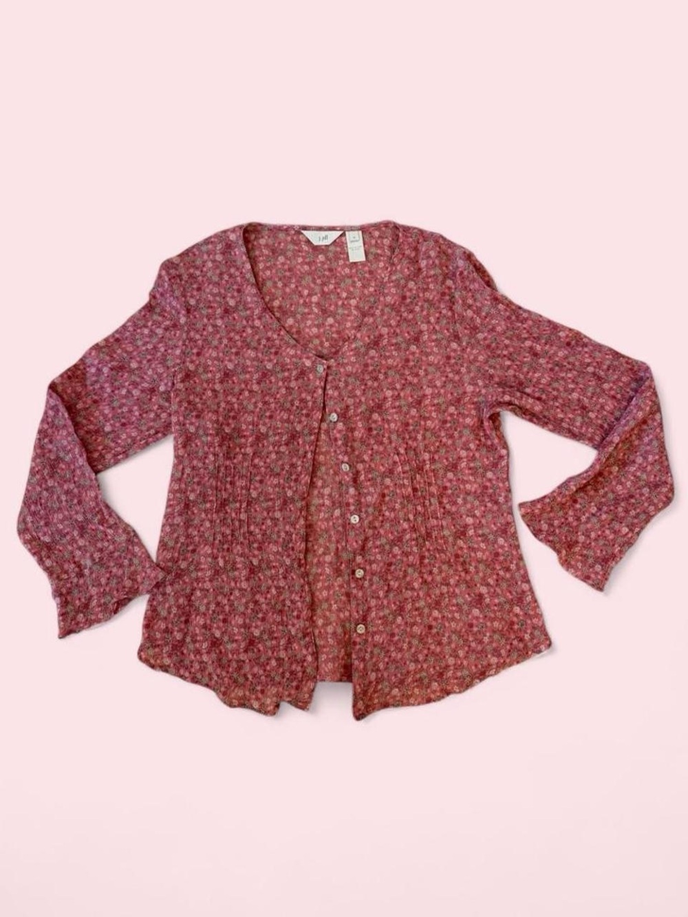 J. Jill Silk Floral Button-Front Blouse